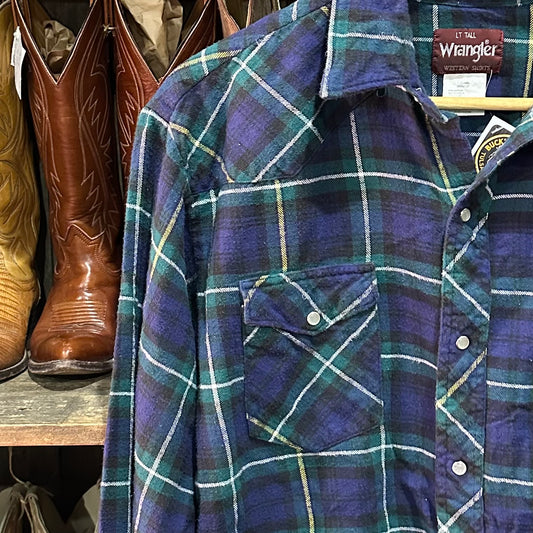 Pearl Snap LS Wrangler Flannel Large Tall