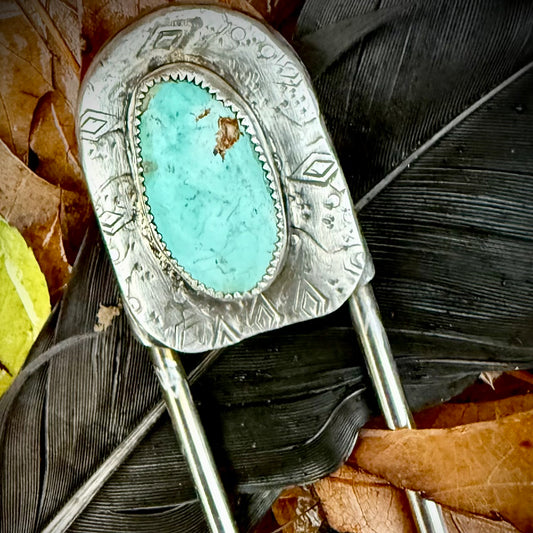 Safety Pin Sterling and Light Blue Turquoise by Genuine Oklahoma Souvenirs (925SP5)