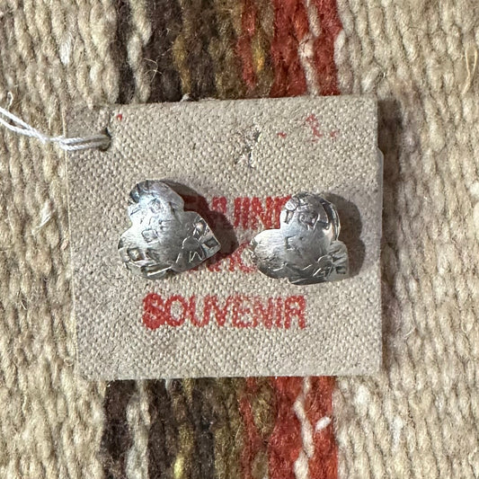 Earrings Silver Stamped Heart by Genuine Oklahoma Souvenirs (925EP2)