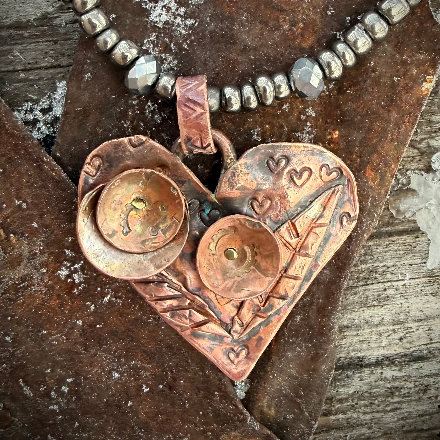 Necklace Copper charm on mercury glass bead by Genuine Oklahoma Souvenirs (V925-1)