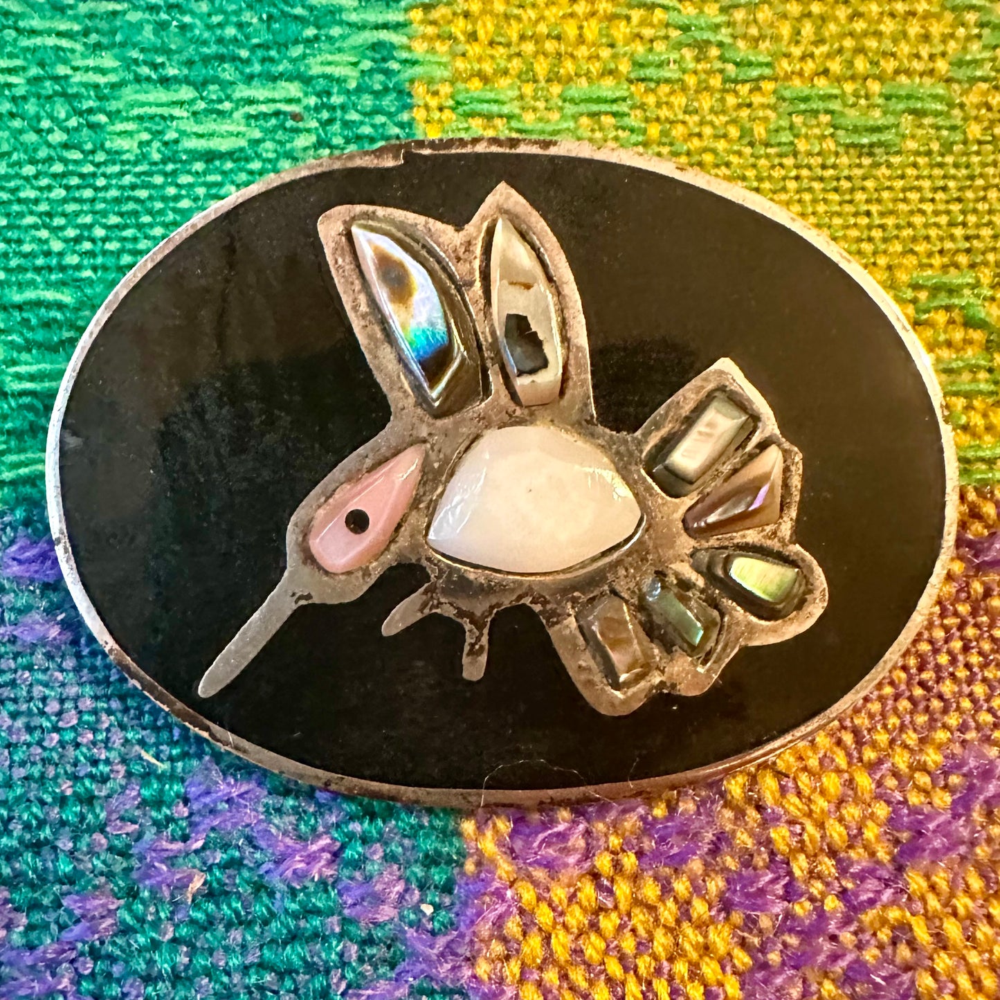 Abalone Shell Hummingbird Brooch Pendant Pin