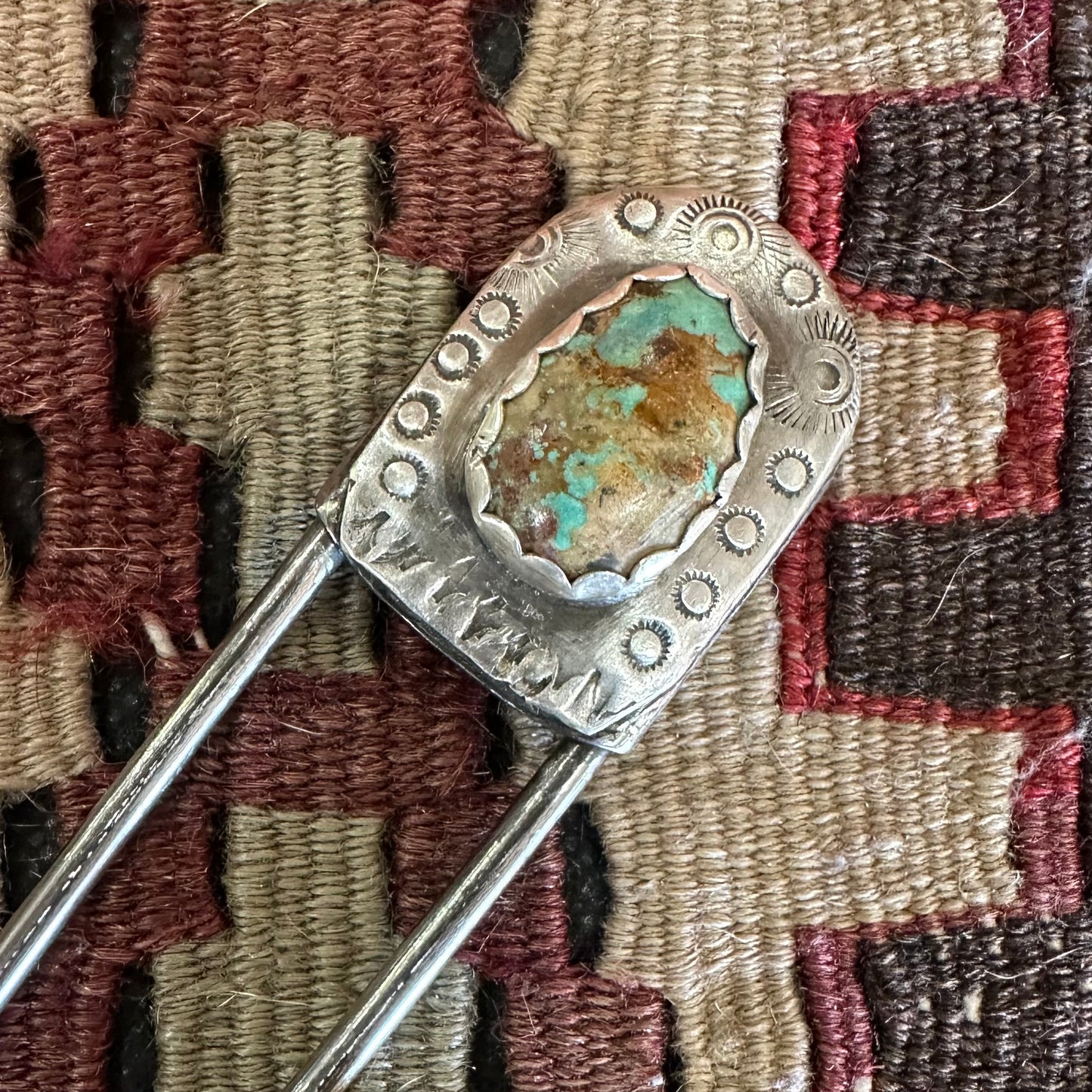 Safety Pin Sterling and Turquoise by Genuine Oklahoma Souvenirs (925SP6)