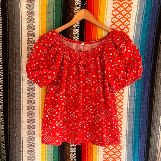 Top Red Paisley Blouse