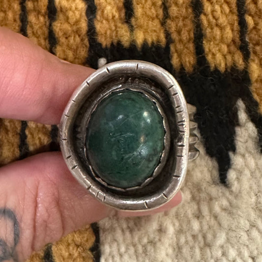 Ring Silver & Turquoise Heavy Shank Size 9 by Genuine Oklahoma Souvenirs (925R2)