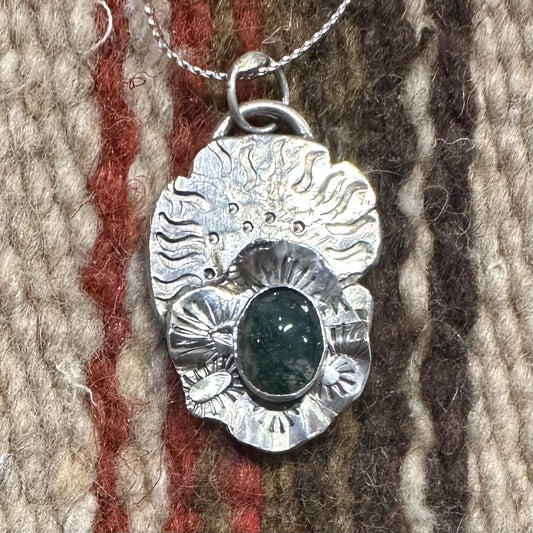 Necklace Silver Moss Agate by Genuine Oklahoma Souvenirs (925N4)