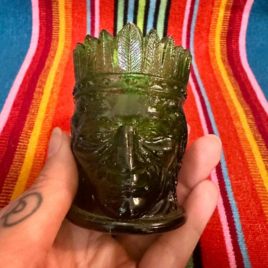 Glass Carnival Toothpick Holder in Green