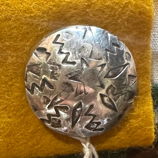 Button Cover Silver Stamped 3/4" by Genuine Oklahoma Souvenirs (925BC5)