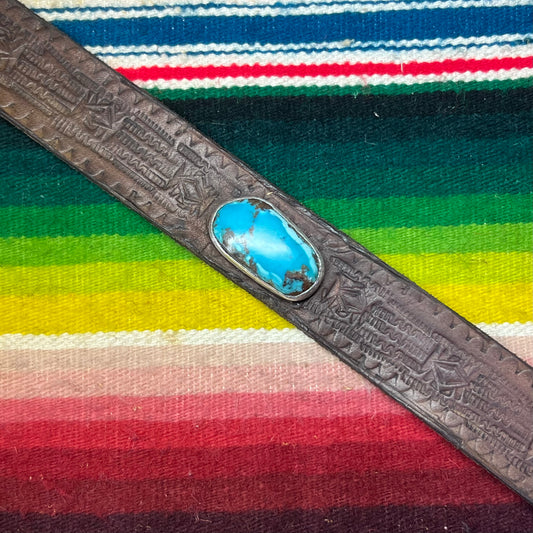 Leather Cuff Turquoise Blue by Genuine Oklahoma Souvenirs (CL925-3)