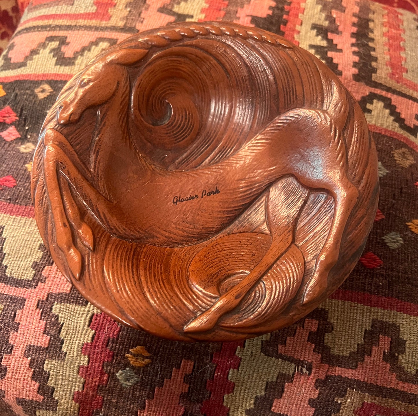 Vintage Gazelle Faux Wood Footed Bowl