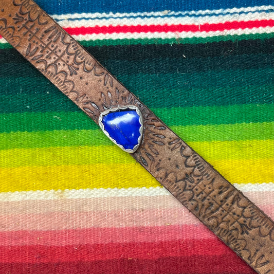 Leather Cuff Lapis Stone by Genuine Oklahoma Souvenirs (CL925-6)