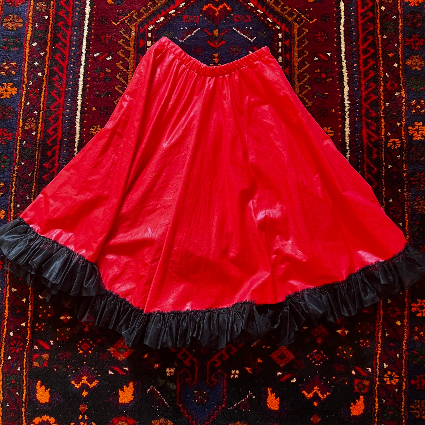 Skirt Red with Black Lace