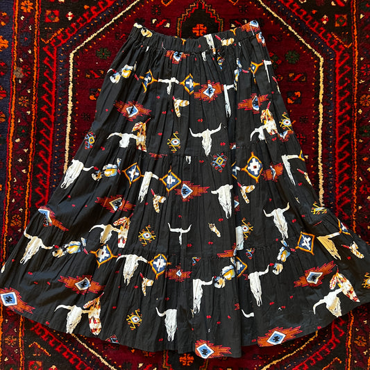 Skirt Southwest Skull Elastic Waist