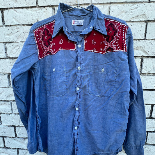 Button Down Chambray Winnie the Poo Small