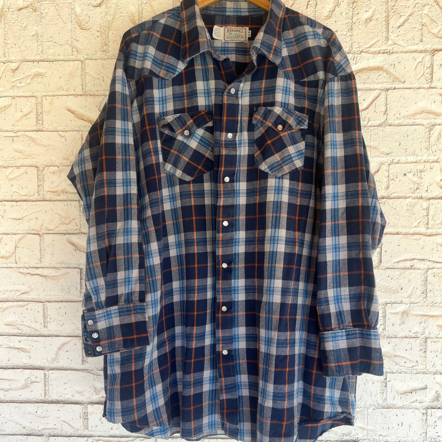 Pearl Snap LS HBarC Mr. Tall Flannel 20-36