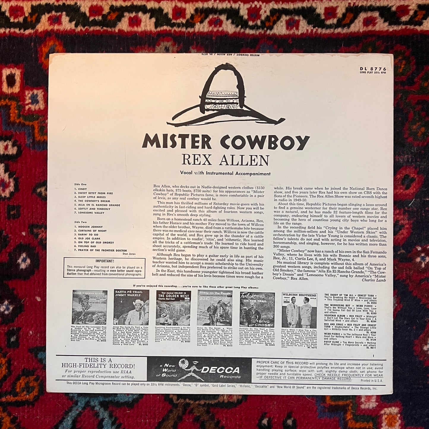 Vinyl-Rex Allen Mister Cowboy