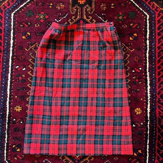Skirt Pendleton Wool Red & Green Plaid