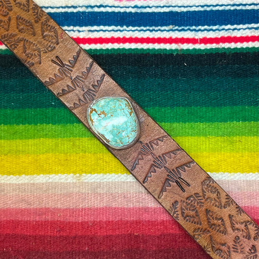 Leather Cuff Turquoise Green by Genuine Oklahoma Souvenirs (CL925-4)