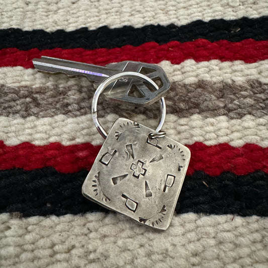 German Silver Hand Stamped Key Fob