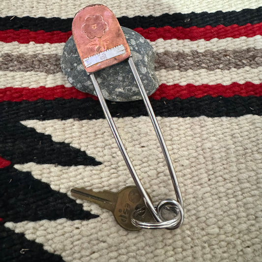 Copper Blanket Pin Key Chain “Flowers”