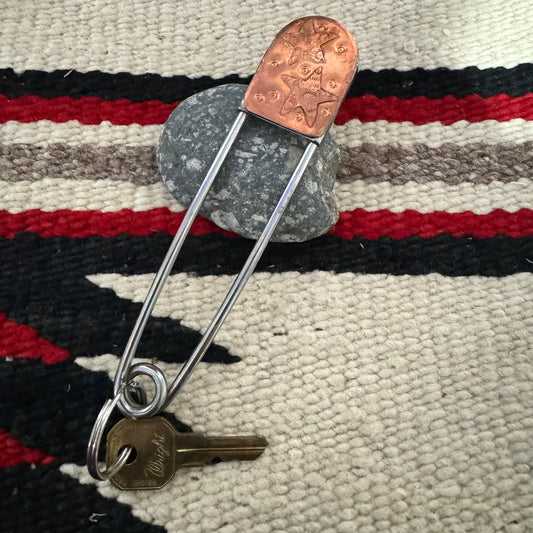 Copper Blanket Pin Key Chain “Stars”