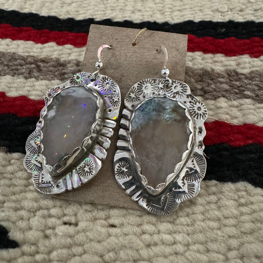 Sterling and Moss Agate Earrings