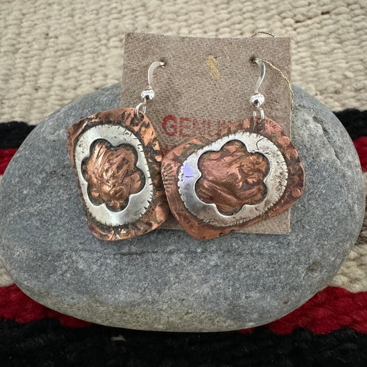 Sterling and Copper Earrings “Clovers”