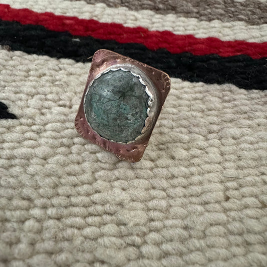 Turquoise Pin set in Sterling and Copper