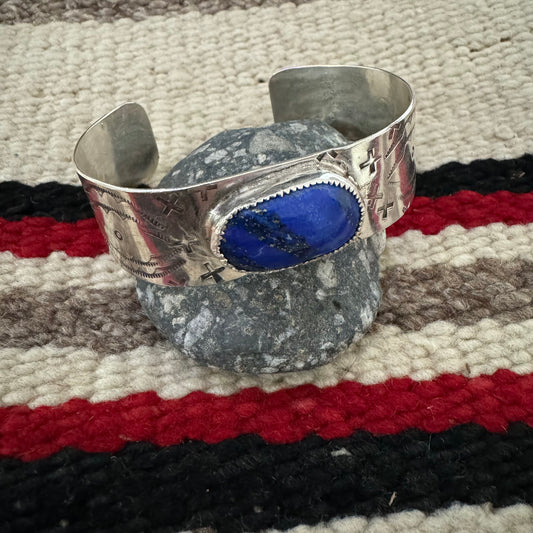 Sterling and Lapis Cuff