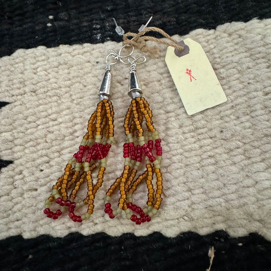 Beaded Earrings (Red and Gold)