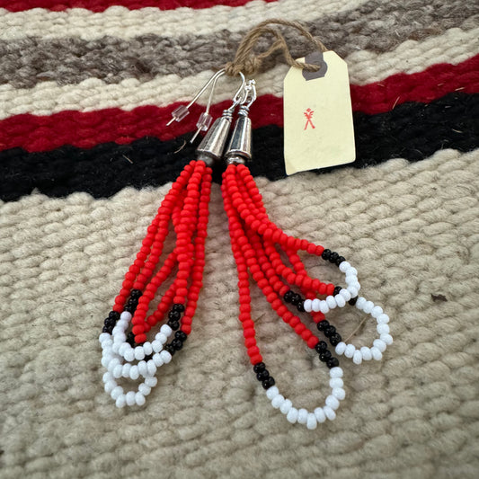 Beaded Earrings (Red and White)