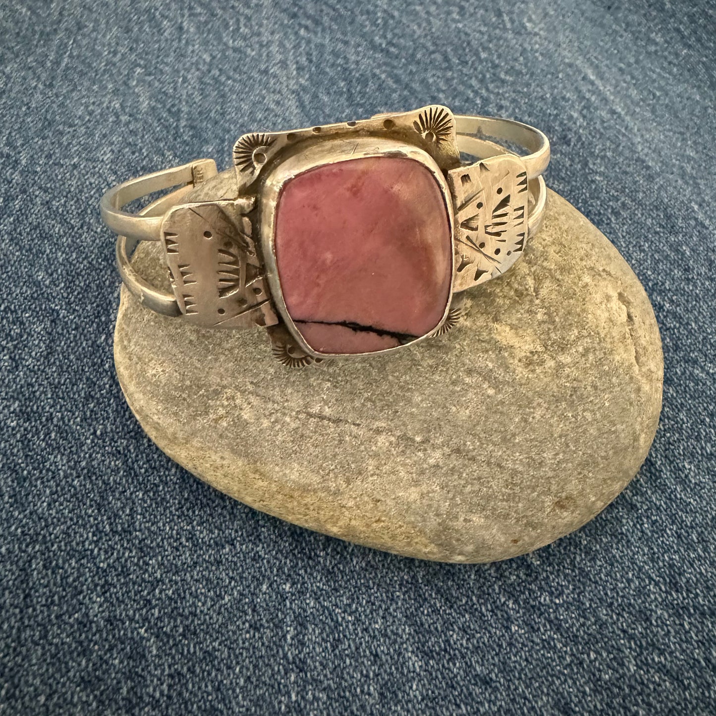 Sterling and Rhodonite Cuff