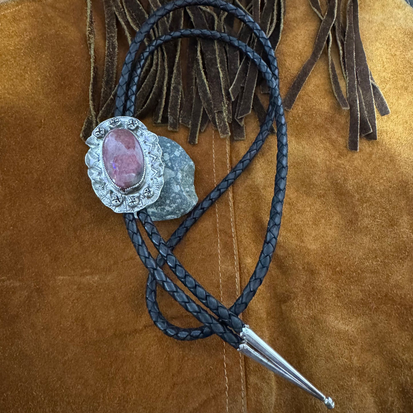 Sterling and Rhodonite Bolo Tie