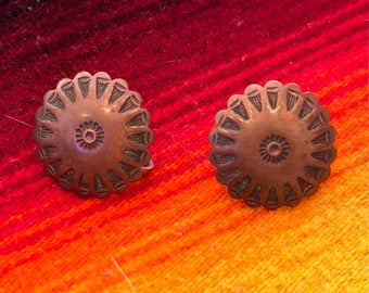 Small Copper Concho Earrings screw back